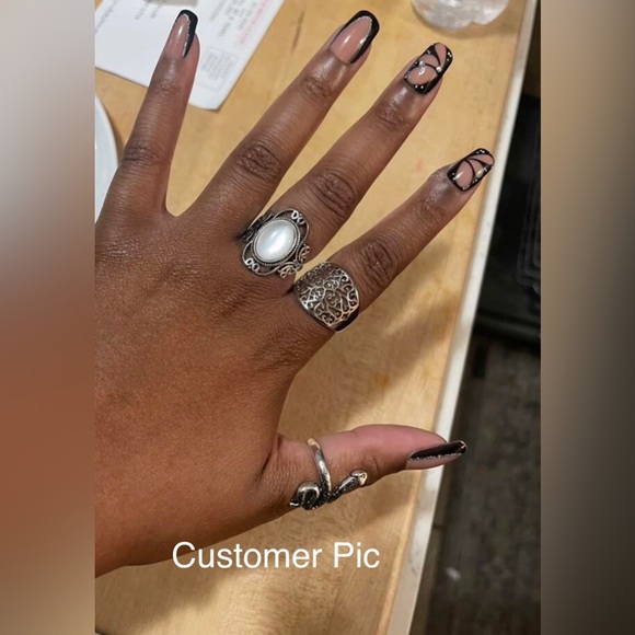 Oval Antique Silver Vintage Look Ring - Picture 6 of 12